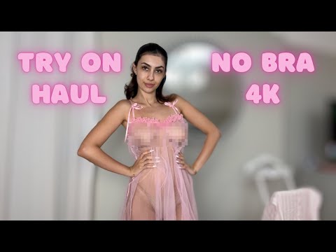 [4K] Sheer Elegance | Transparent Fashion Try-On | No Bra