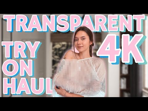 [4K] Try On Haul with Eva Pan | White Haul Transparent Outfit | No Bra Trend