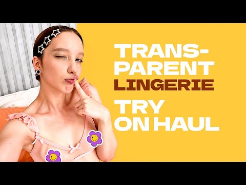 [4K] Transparent Pint Lingerie Try On Haul