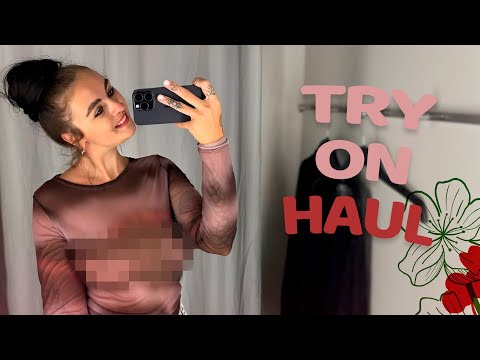 [4K] Try on Haul | See-Through Clothes | Fitting room | No Bra