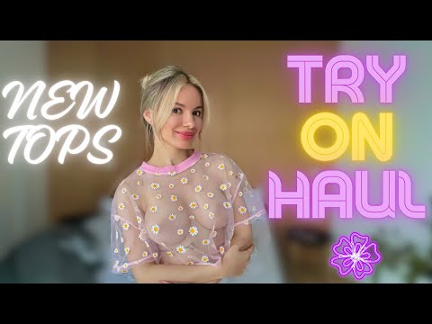 [4K] Stylish Transparent Tops Try-On Haul | Blue and Pink Tops | See-Through Fashion